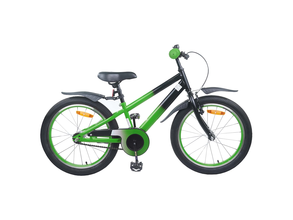 Vidaxl Bicicleta Infantil 18 Polegadas Para 5-7 Anos Verde Preto