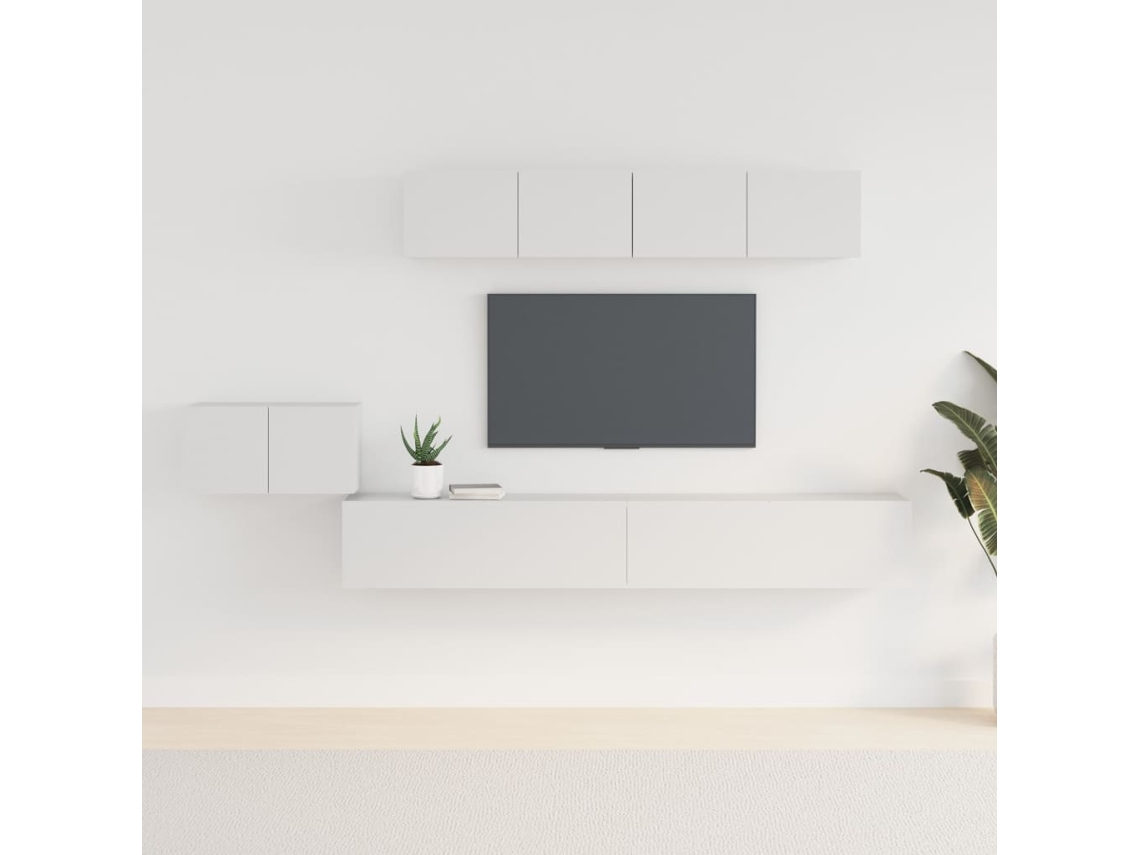 Vidaxl Conjunto Móveis De Tv 5 Pcs Madeira Processada Branco