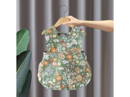 Babadores Infantis Sem Mangas De Verão Floridos Comendo Roupas Reversíveis, Estilo: Flor Verde Tamanho: 100