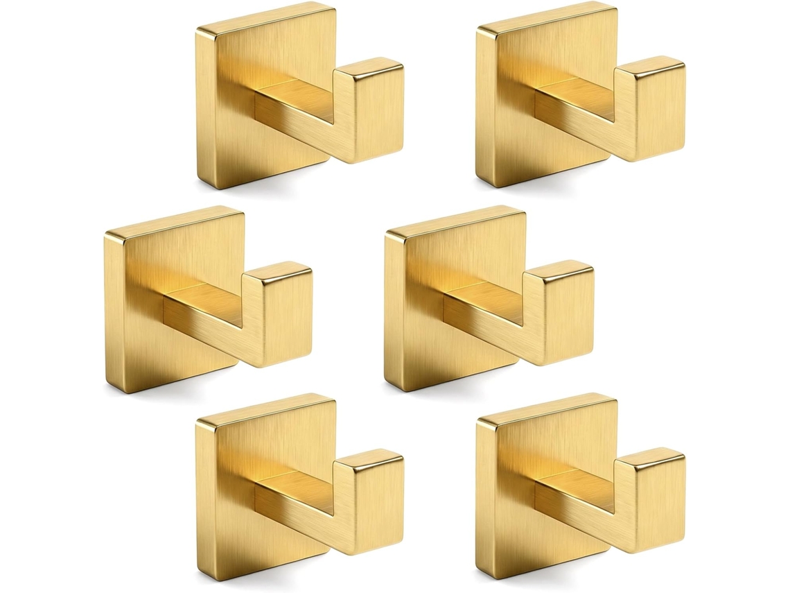Conjunto De 6 Ganchos Para Toalha Dourados Escovados Banheiro, Gancho Para Toalha Dourado De 5cm 2 Polegadas, Cabides De