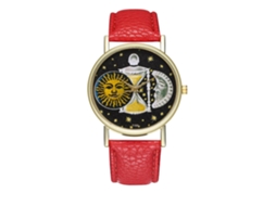 Reloj De Pulsera Unisex De Cuero Fashionable Para Hombre Y Mujer (rojo)