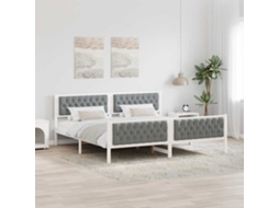 Vidaxl Estrutura Da Cama Com Cabeceira Cinzento-claro 200 X 200 Cm