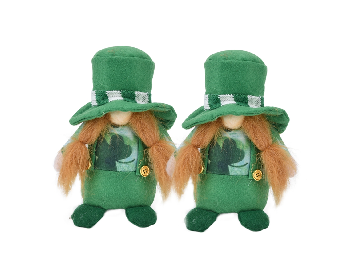 KOFIHETY 2pcs Bonecos De Duende Engraçados Feitos À Mão Decoração Dia De São Patrício Verde Chapéu Sem Rosto Para Sala Sofá Mesa