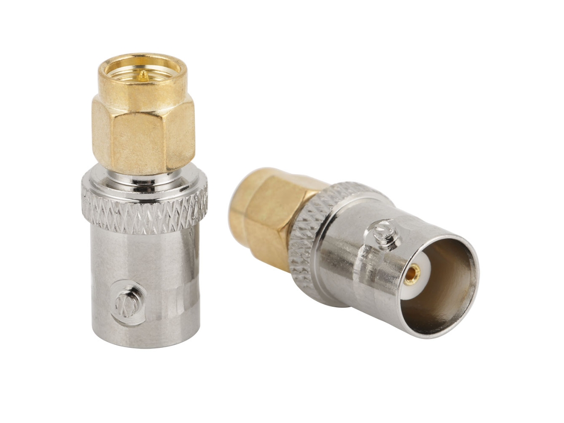 2pcs Adaptador Bnc Fêmea para Sma Macho Conector Rf Coaxial Teste Conversor 50ω 0 6ghz
