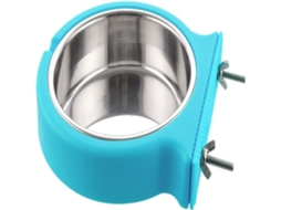 Tigela Azul Removível para Gaiola de Cachorro, em Aço Inoxidável, para Pendurar na Gaiola. Ideal para Cães, Gatos AQUAFORGE
