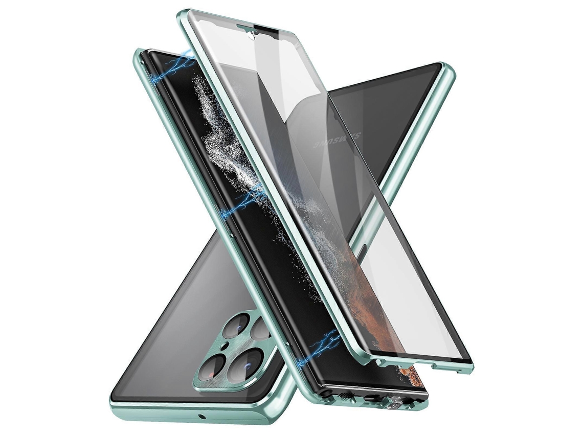 Capa De Celular Magnética De Metal E Vidro Temperado Para Samsung Galaxy S23 Ultra 5g Hd