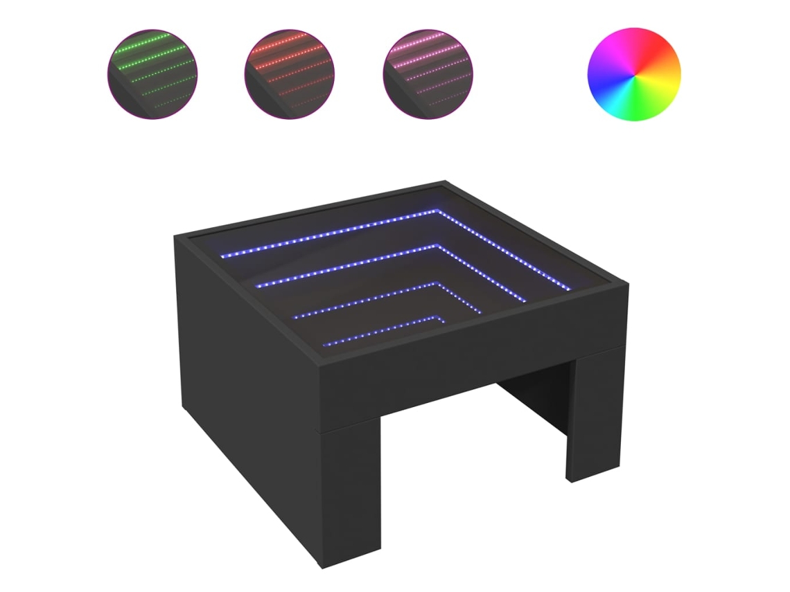 Mesa de Centro Luzes Led Infinity 50x50x30 Cm Preto MAISON EXCLUSIVE