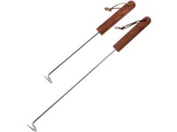 Conjunto De 4 Ganchos Para Churrasco 31, 8 44cm Ganchos Reversíveis Aço Inoxidável Com Cabo De Madeira Gancho Para Carne