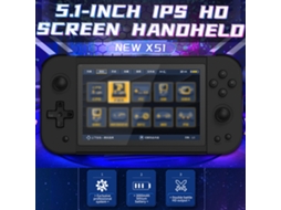 Console portátil Powkiddy X51 HD, tela IPS de 5 polegadas, multimídia EOOCOO