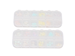 2 Caixas Adorno De Unha Arco Em Resina Com Glitter Colorido Cute Acessórios Manicure Portátil