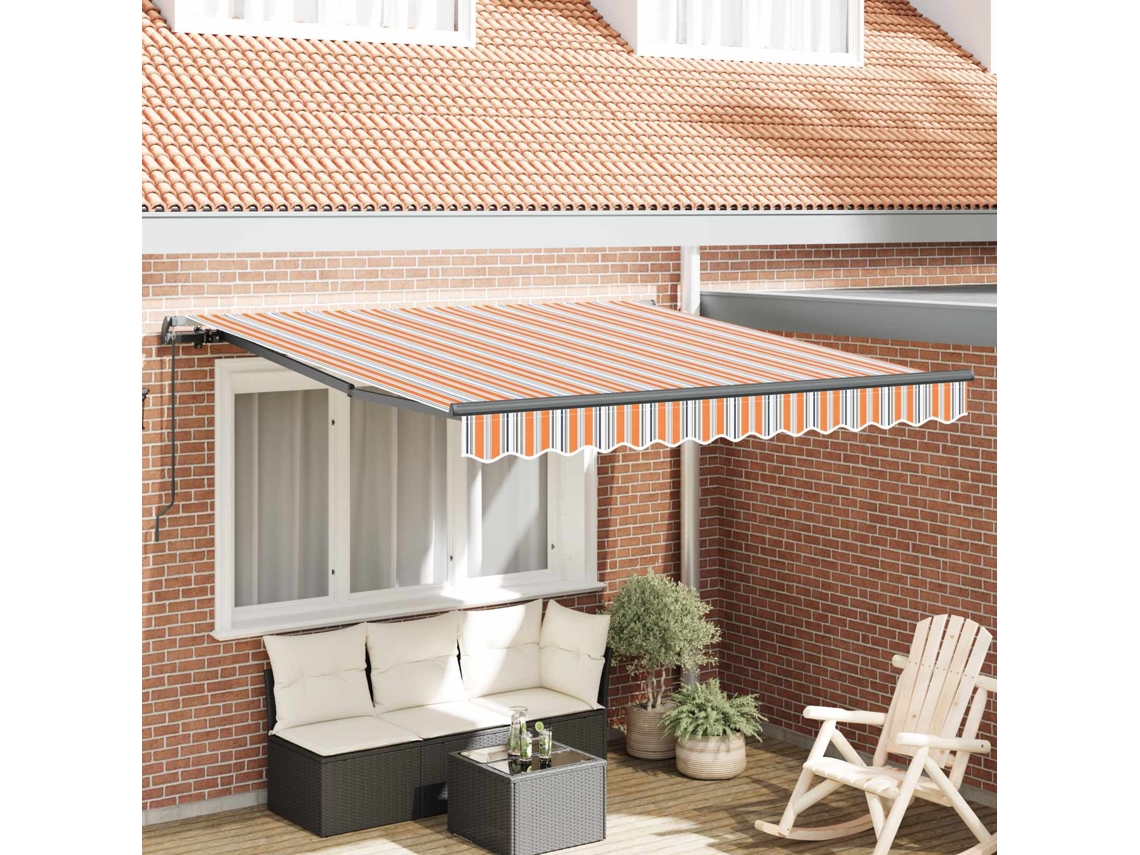 Vidaxl Toldo Retrátil Multicolor 300 X 250 Cm Poliéster E Alumínio