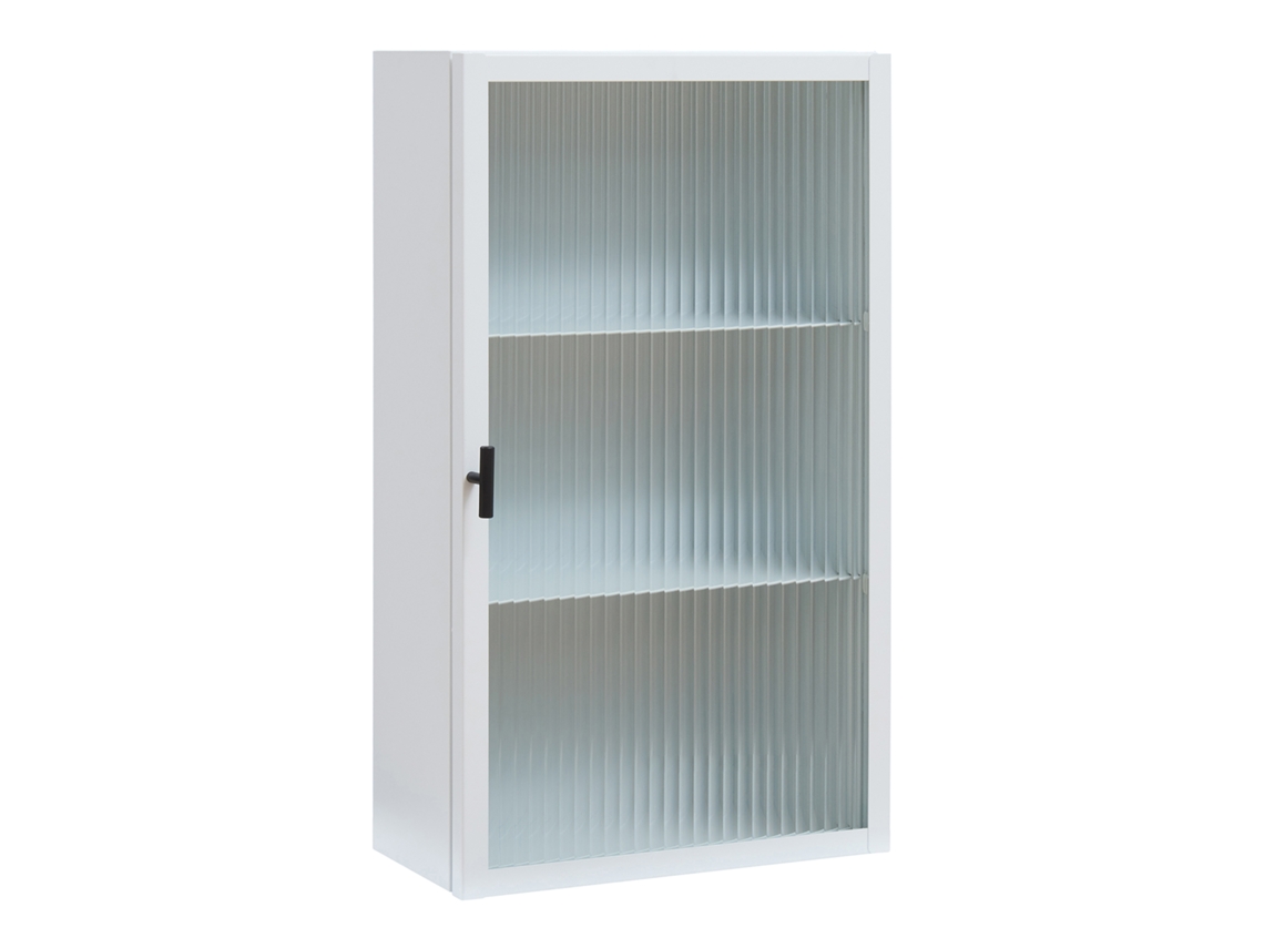 Armário De Parede Zundert Com Porta De Vidro Canelado Aço 60x35x15 Cm Branco [EN.CASA]