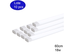 Pack Com 10 Luminárias Lineares Led 18w 60cm 6000k Branco Frio, Design Compacto, Tela Branca, Abertura De Luz 180° Alpinaluz
