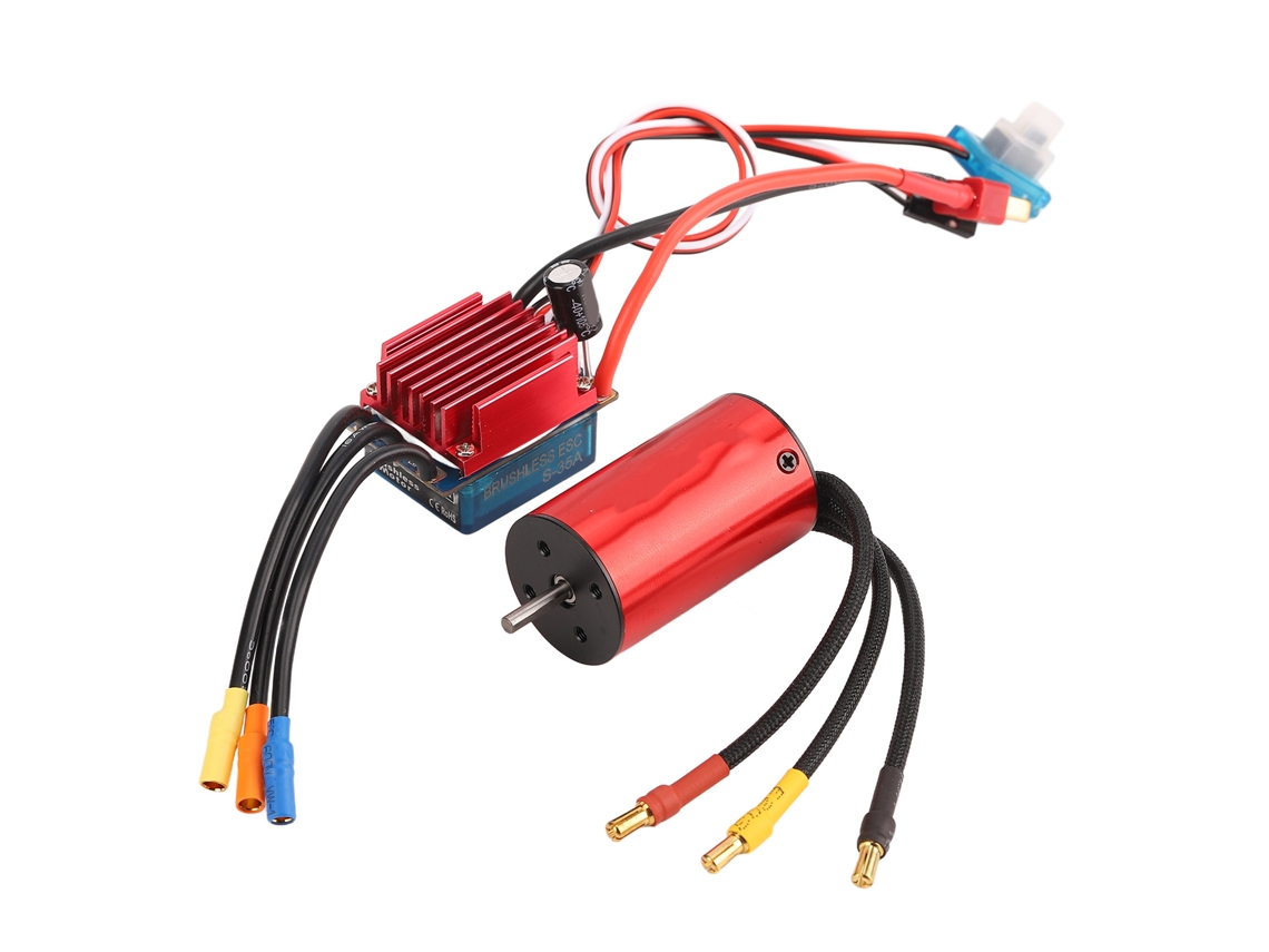 Kit Motor Esc Sem Escova 4400kv 35a À Prova D'água Para Carro Rc 1/12 Hsp Traxxas