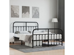 Vidaxl Estrutura de Cama com Cabeceira e Pés 140x200 Cm Metal Preto