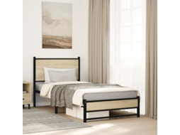Estrutura De Cama Sem Colchão 90x200 Cm Metal Carvalho Sonoma