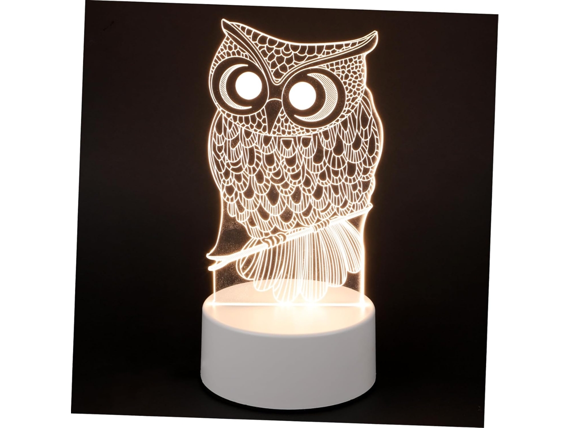 Luminária Noturna 3d Em Formato De Coruja, Feita Acrílico Abs, Com Led