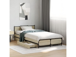 Cama De Solteiro | Camas Para Quarto | Estrutura De Cama C/ Gavetas Derivados Madeira Carvalho Sonoma
