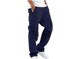 2026-calças Masculinas Casuais Solidas Com Múltiplos Bolsos Outdoor Esportivas De Corte Retangular Hxk 5xl Armada