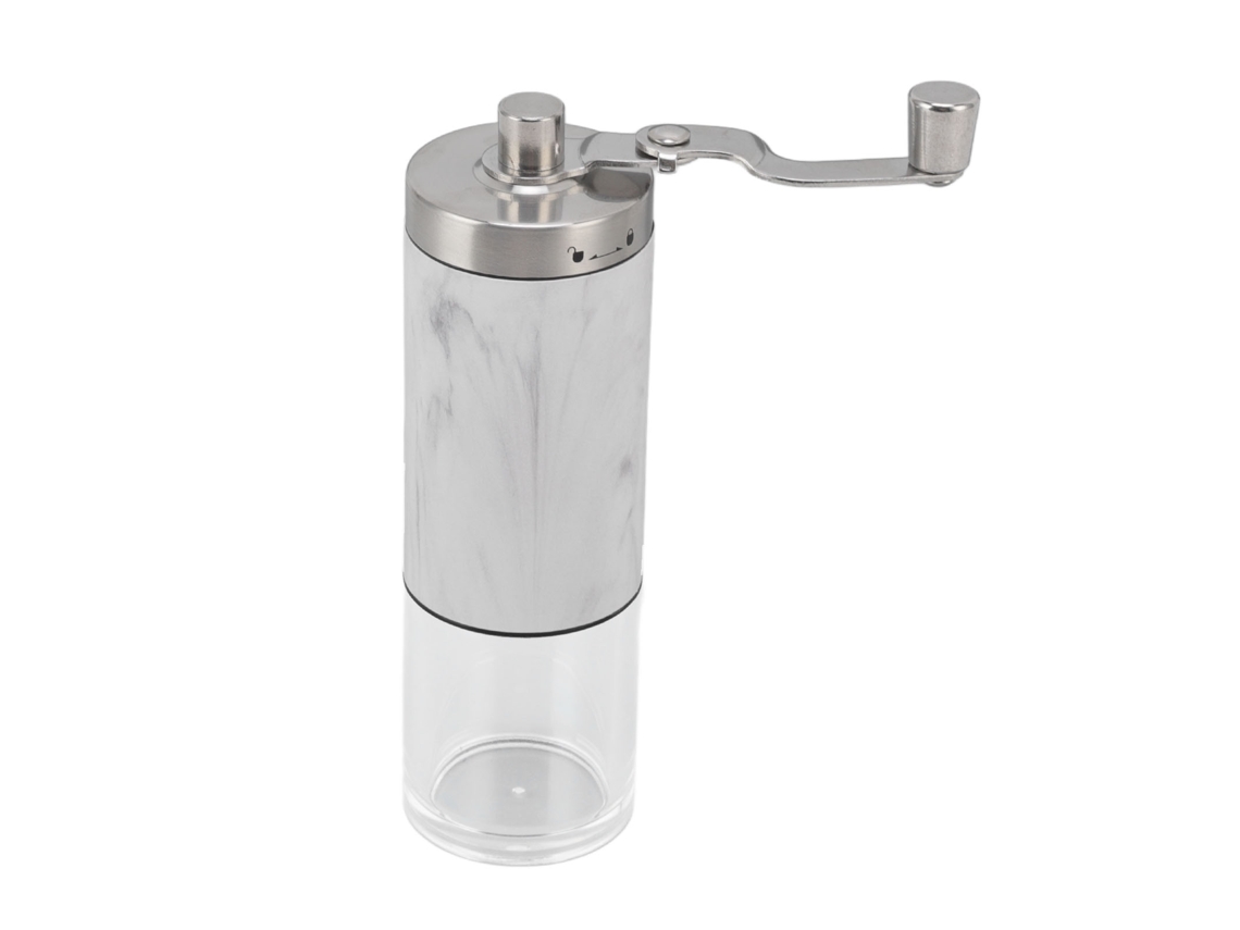 Moedor de café manual portátil com ajuste de umidade para café expresso, prensa francesa e coado, ideal para casa, escritório e viagens.