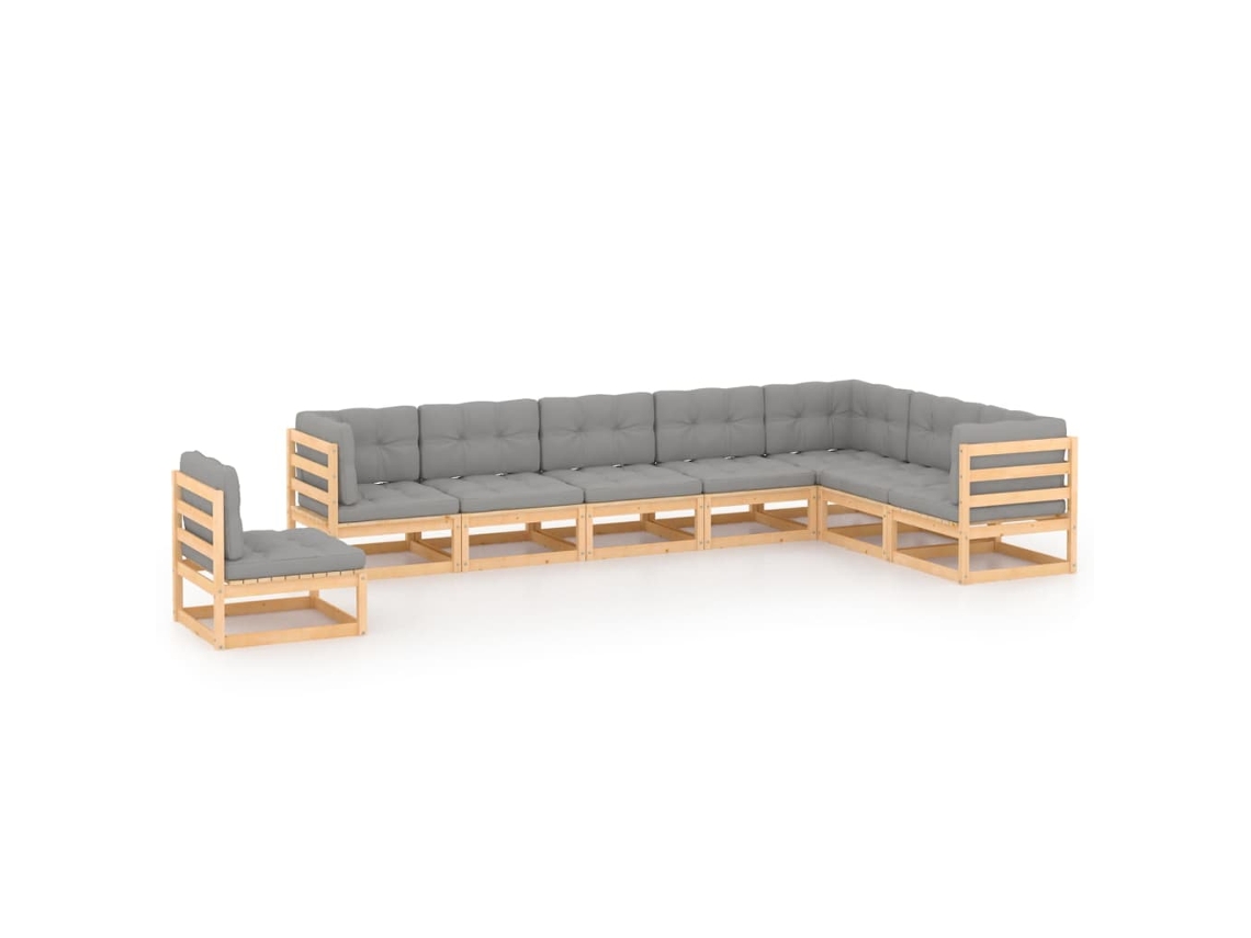 Pcs Conjunto Lounge De Jardim C/ Almofadões Pinho Maciço Dkd Home Decor