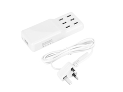 Carregador Inteligente Usb de 6 Portas, 60w, 5v 12a, Plugue Uk, 100 240v. EOOCOO