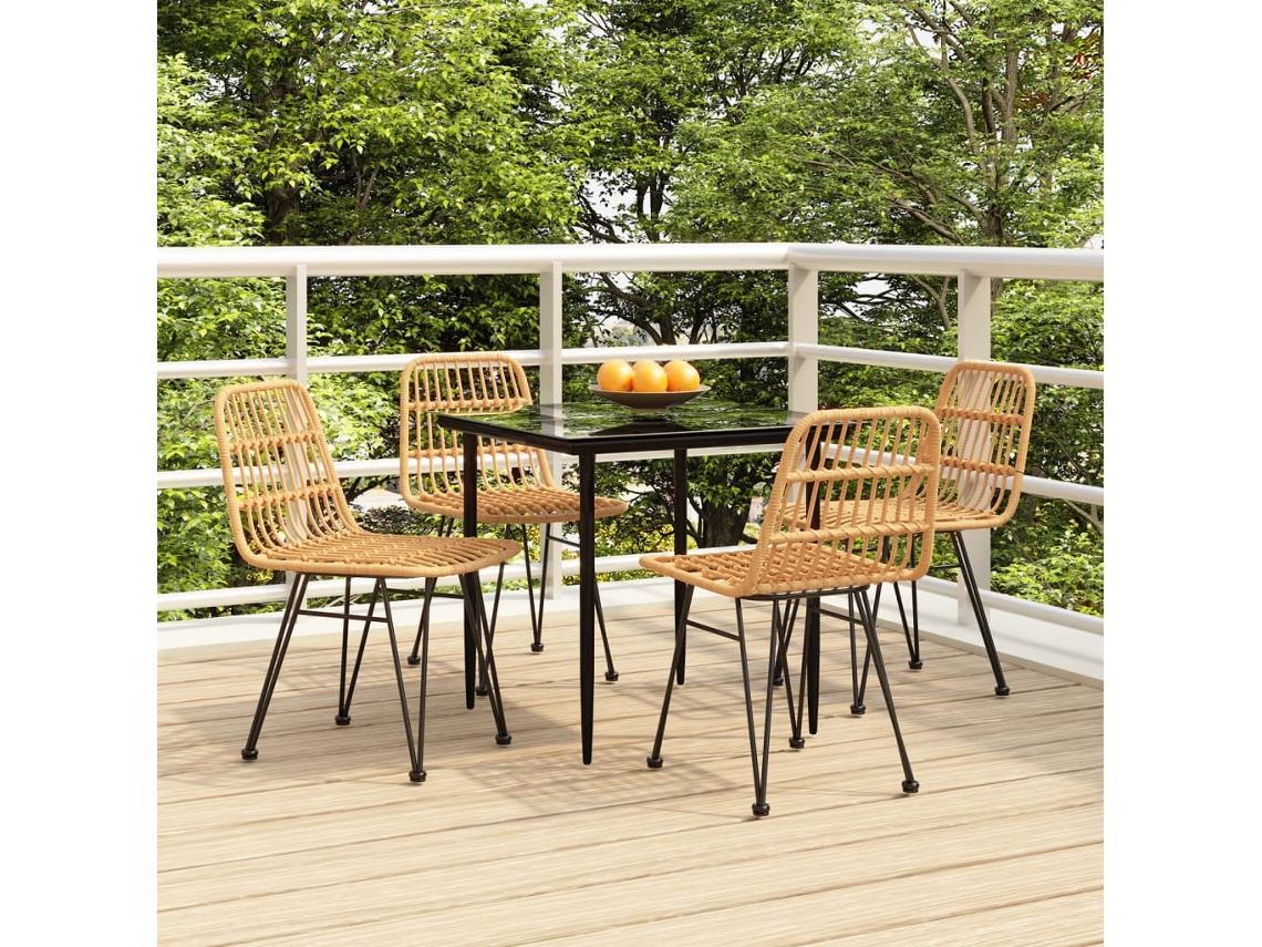 Vidaxl 5 Pcs Conjunto De Jantar P/ Jardim Vime Pe