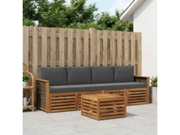 Vidaxl Conjunto De Sofás Para Exterior 5 Unid. Natural E Antracite