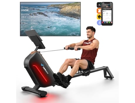 Máquina de remo doméstica Merach, silenciosa, magnética, com visor LCD, 16 níveis de resistência magnética e capacidade de 160 kg.