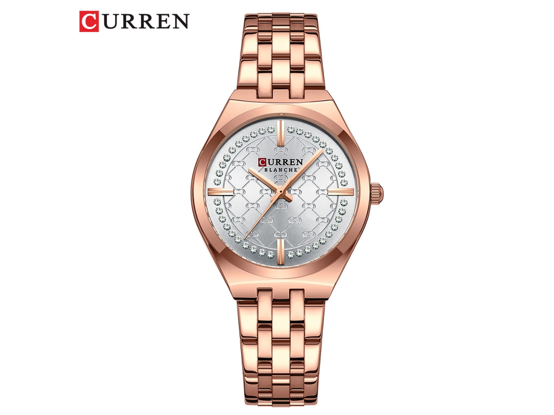 Relógio Feminino Com Pulseira De Aço, Mostrador Estampado Elegante E Resistente À Água.