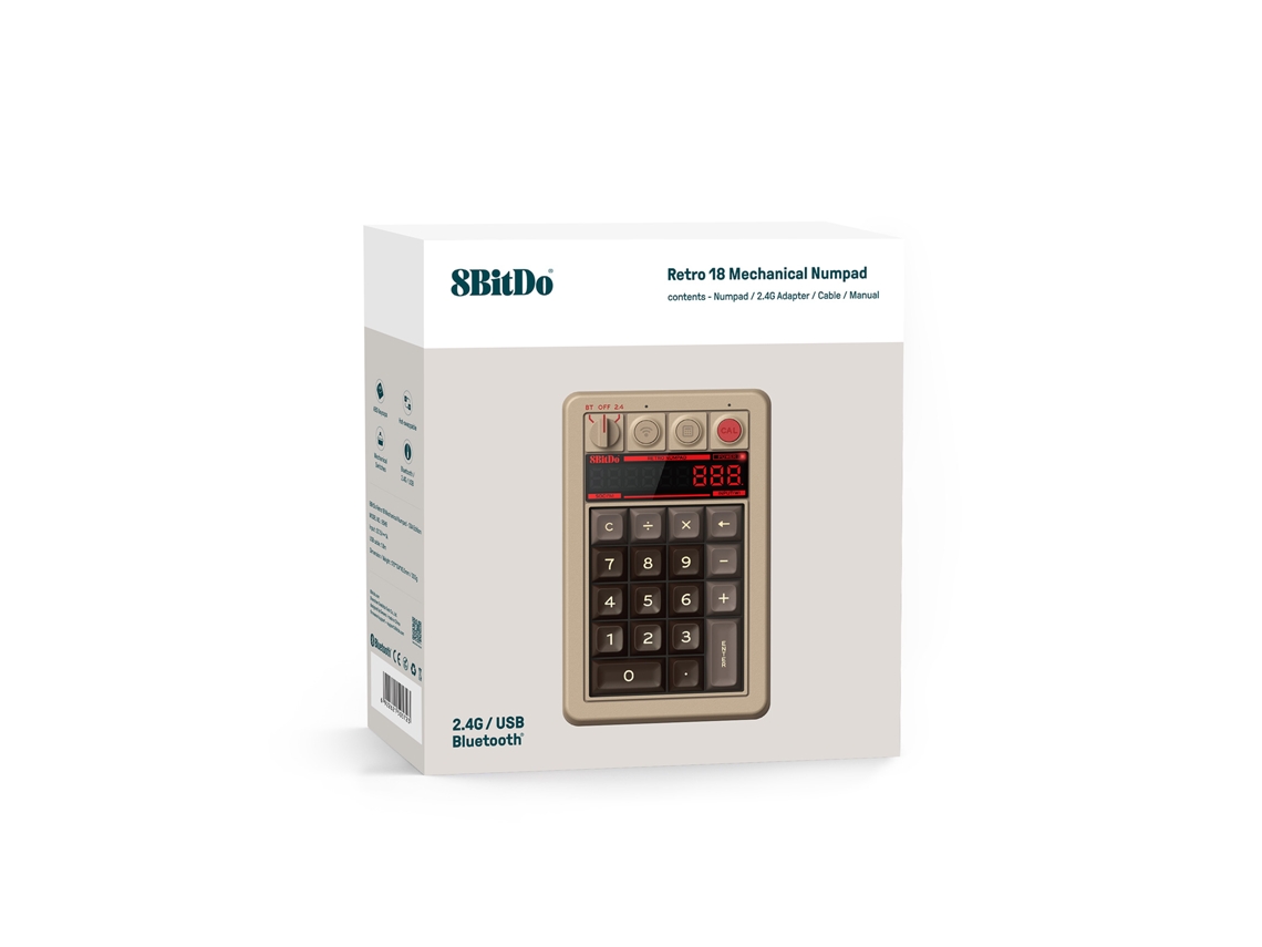 Teclado Numérico Mecânico Retro 18, Conexão Bluetooth, 2.4g E Com Fio, Com Função Calculadora, Compatível Com Windows E Android. Aeuzwr