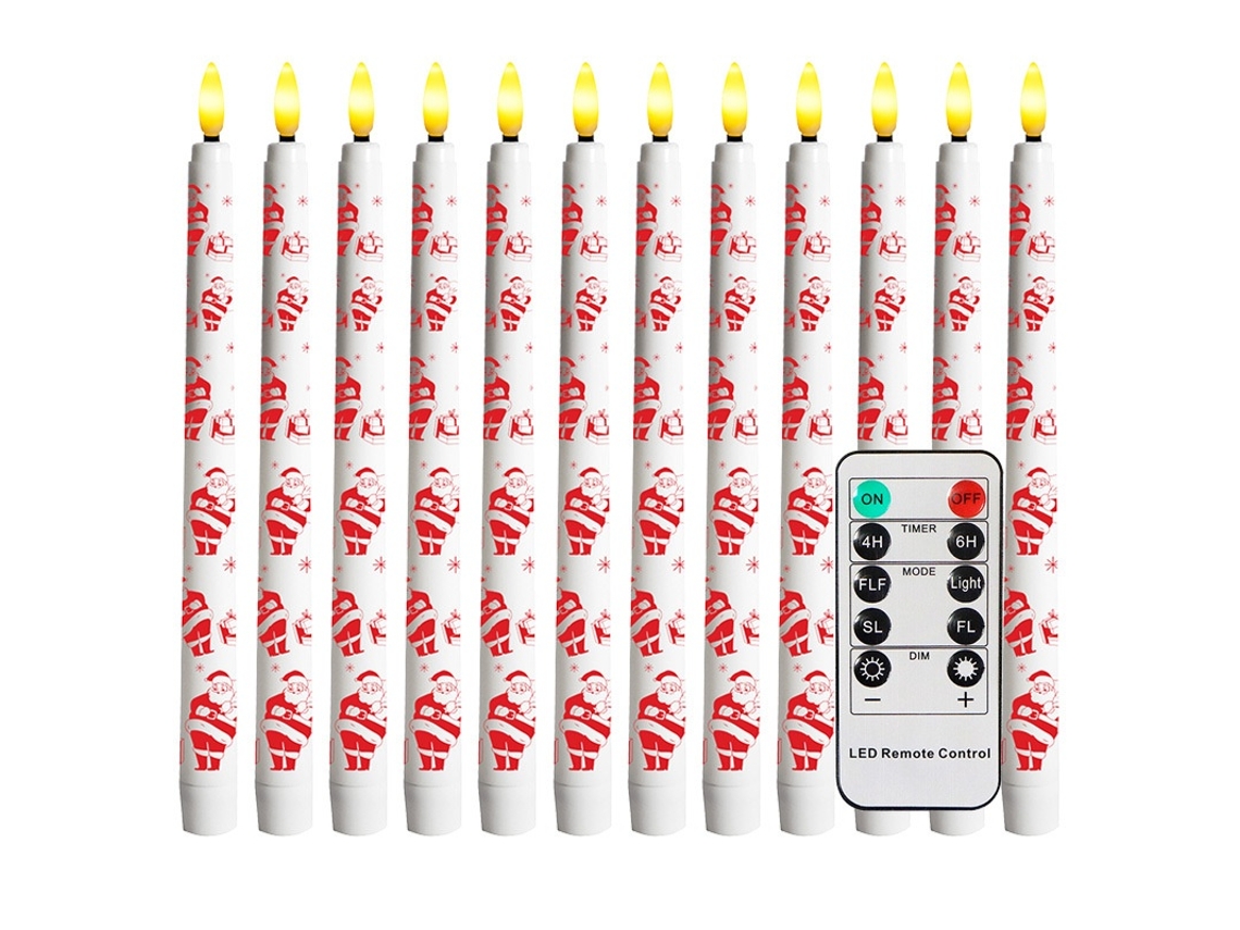 Vela Led Conjunto De 12 Peças De Velas De Natal Sem Chama, 11 Polegadas, Com Controlo Remoto (08) Elysve