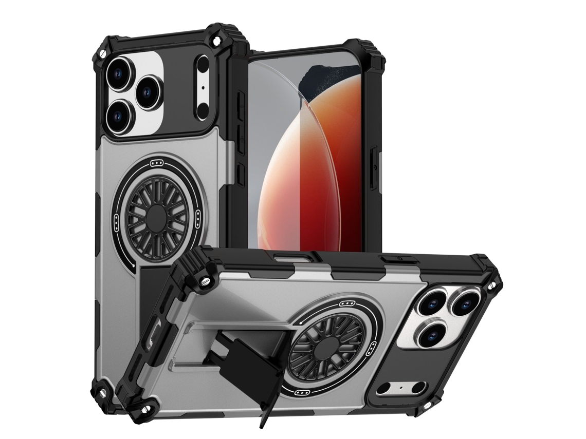 Capa Para Iphone 17e Em Tpu+pc Com Suporte Magnético E À Prova De Choque - Cinza