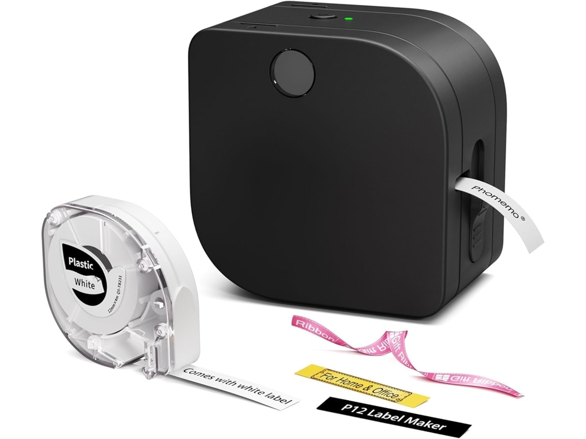Rotuladora Bluetooth P12 Com Fita, Impressora Portátil Pequena De Transferência Térmica Com Ribbon