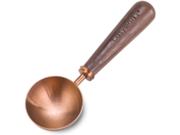 Colher De Café Retrô Em Aço Inoxidável Com Cabo Nogueira Preta, Medida 10g Para Grãos Ou Chá, Cor Ouro Rosa.