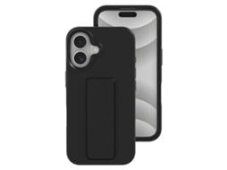 Capa Protetora De Silicone Líquido Com Suporte Oculto Para Iphone 16 Plus, Preta, Proteção Contra Quedas