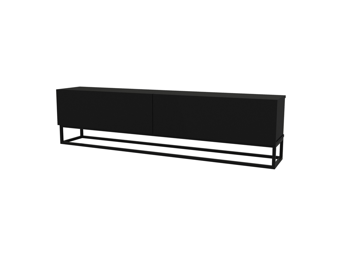 Mesa Baixa Para Tv Nolvean Com 2 Portas Moldura Longa 180x32x47 Cm Preto [EN.CASA]