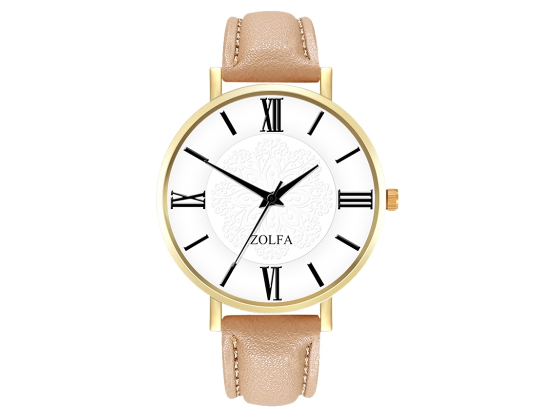Relógio de Pulso Casal de Couro Pu com Pulseira Bege Estilo Simples Elegante Quartz