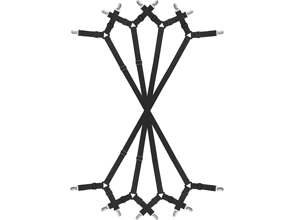 Lurelia Correias Para Lençol 2 Peças Metal Ajustável Elástico Cruzado Seguro Colcha Colchão Cama Preto
