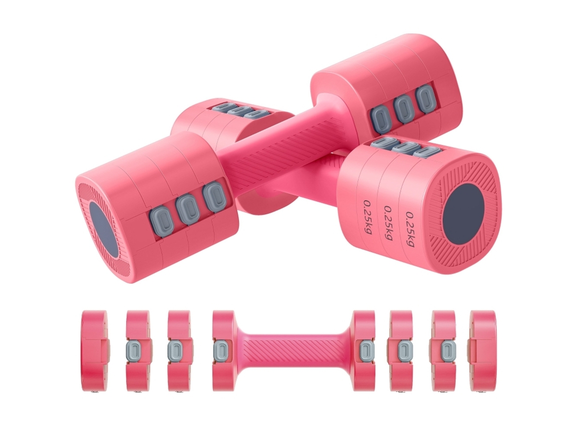 Conjunto De Halteres Com Peso Ajustável, Forma Quadrada, Versátil, Núcleo Metálico. Vermelho