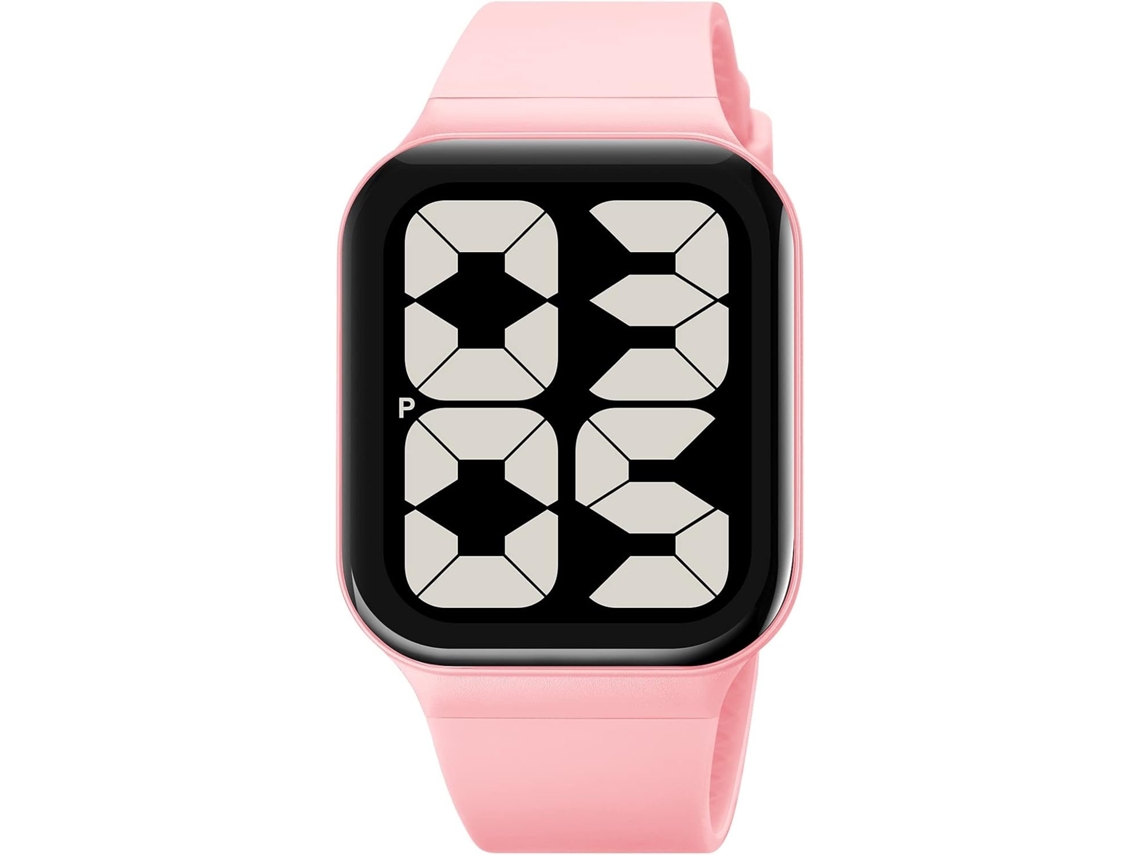 Lurelia Relógio Digital Desportivo, Visor Digital, Led, Data/calendário, 12/24h, Silicone, Resistente À Água, Rosa