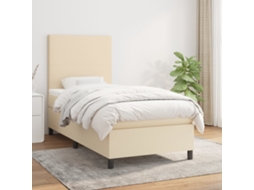 Vidaxl Cama Com Molas/colchão 100x200 Cm Tecido Cor Creme
