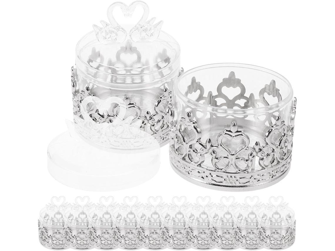 Conjunto De 12 Caixas Redondas De Plástico Para Lembrancinhas De Eventos