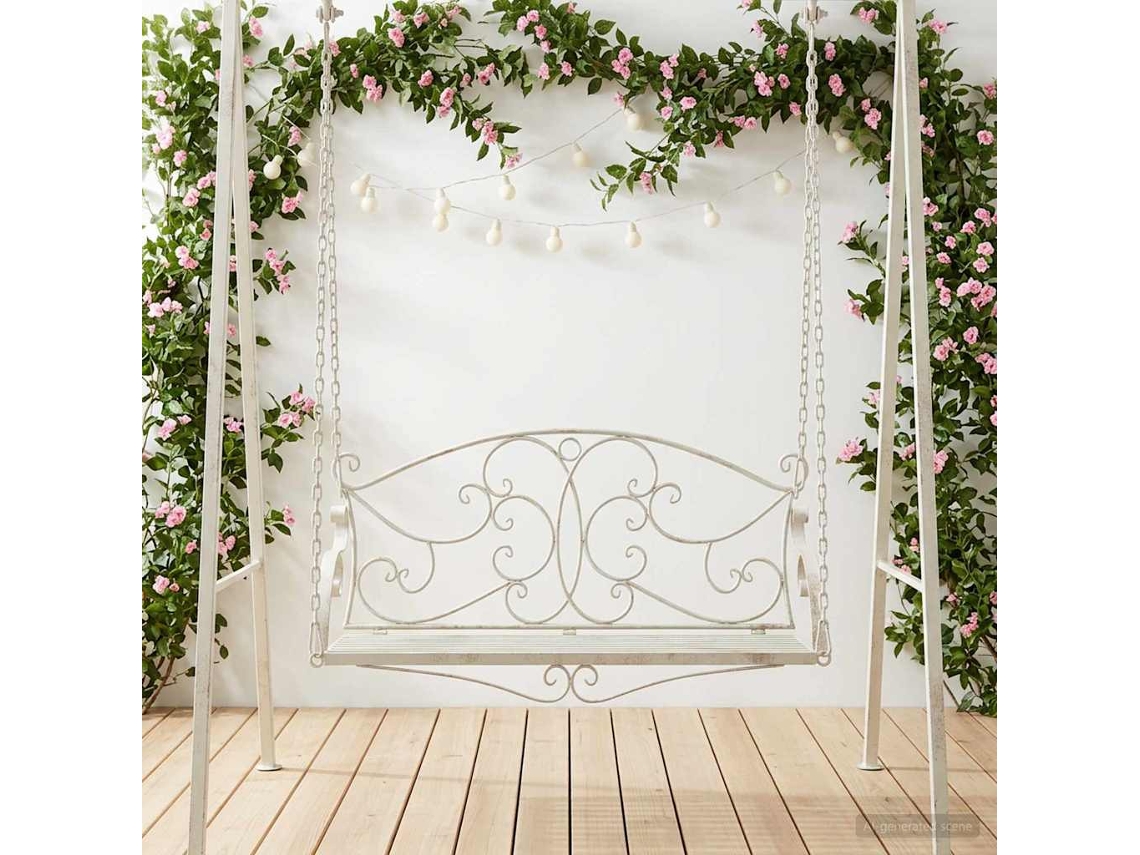 Vidaxl Banco De Balanço Aço 110 X 52,5 X 47 Cm Branco Antigo