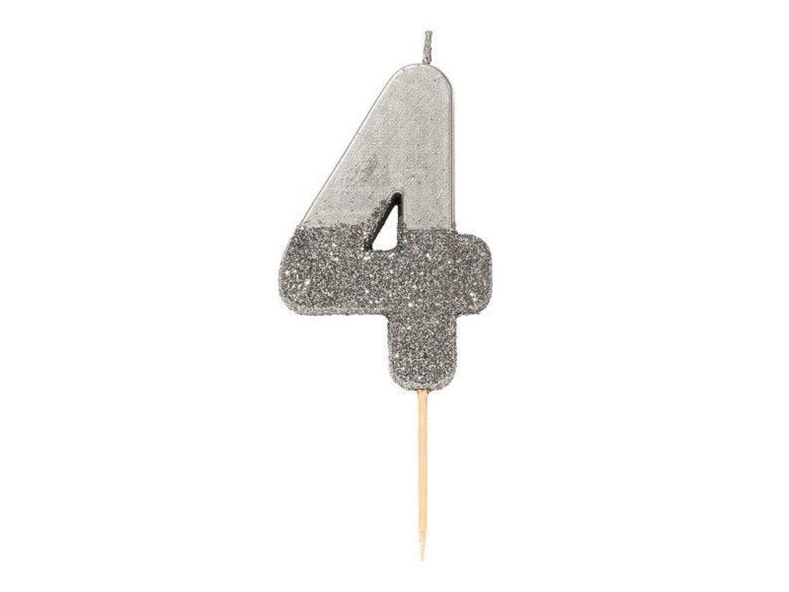Vela Hb Glitter Nº4 -Prata