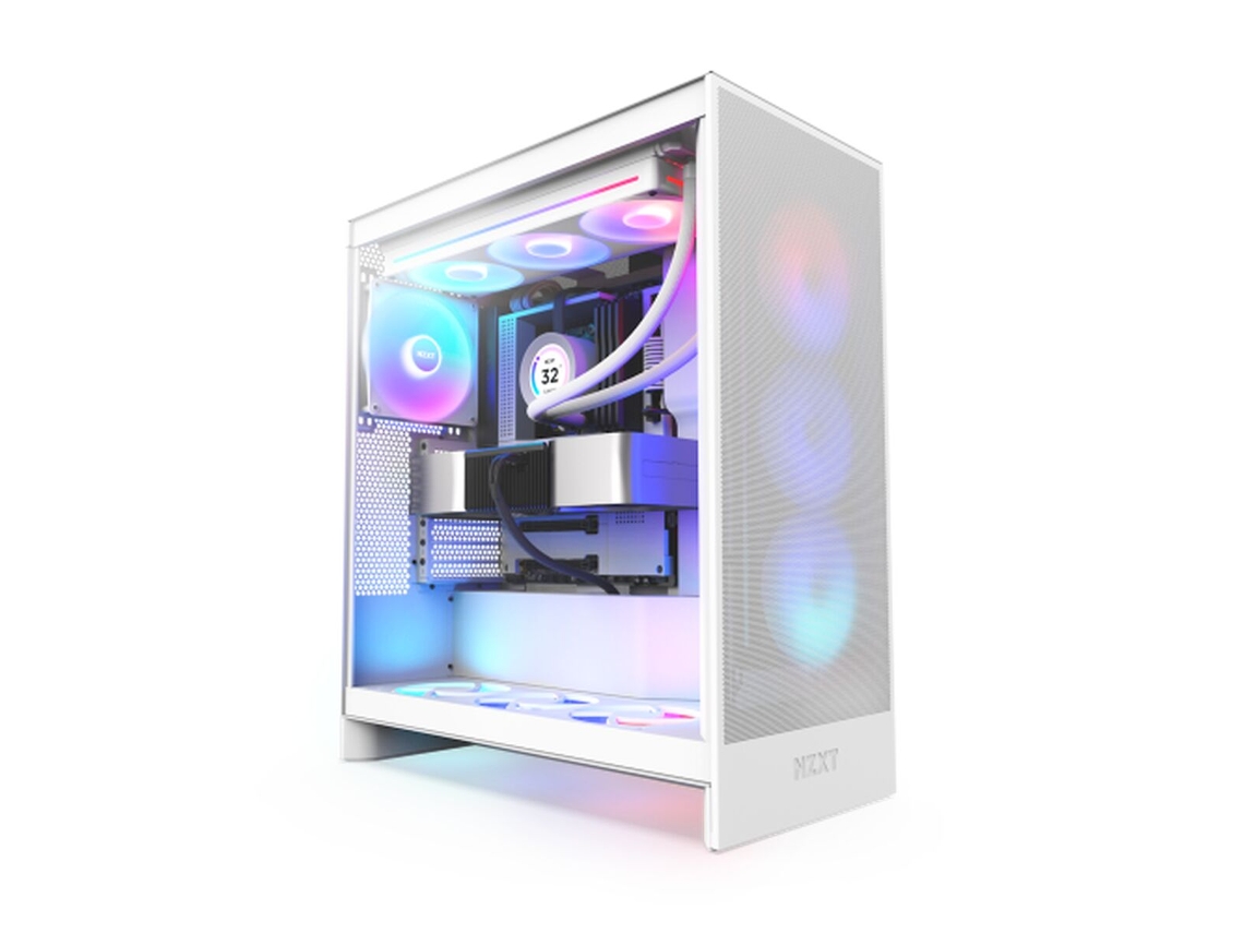 Caixa Semitorre ATX NZXT H7 Flow RGB Midi (Branco - Midi-Tower)