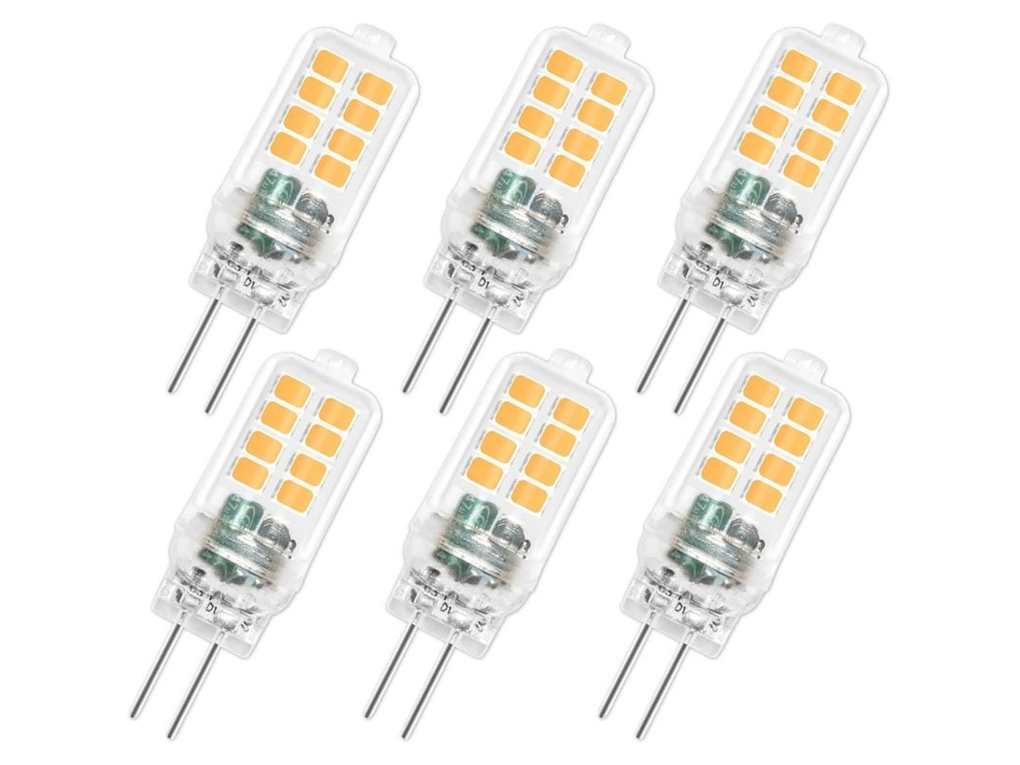 Lâmpadas g4 led 12v 3w 3000k 300lm equivalente a 25w halógeno 6 pacotes para luminárias de armário S/MARCA