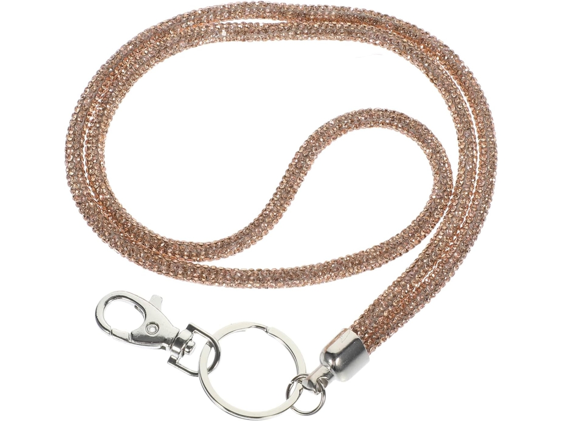 Pescoço Multifuncional Feminino Com Strass E Elegante Chaveiro De Metal Para Crachá E Celular- Acessório