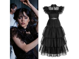 Vestido Negro Wednesday para Festa de Disfarces e Cosplay