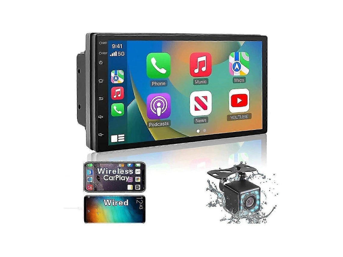 Rádio Automotivo Double Din, Android Auto Com Carplay, Tela Sensível Ao Toque De 7 Polegadas, 232 Gb, Bluetooth, Fm
